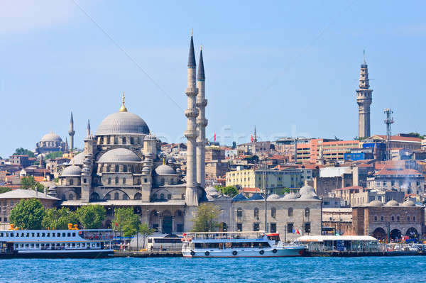 ストックフォト: イスタンブール · 新しい · モスク · 発送 · トルコ · 空