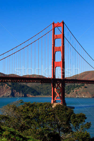 Foto stock: Golden · Gate · Bridge · ver · Califórnia · oceano · azul · vermelho