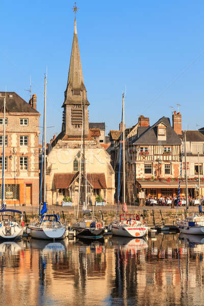 Honfleur harbour with boats and old houses, Normandy, France Stock photo © Bertl123