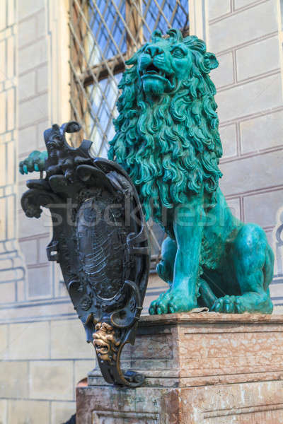 Bavarian Lion Statue in front of Munich Residenz, Bavaria, Germa Stock photo © Bertl123