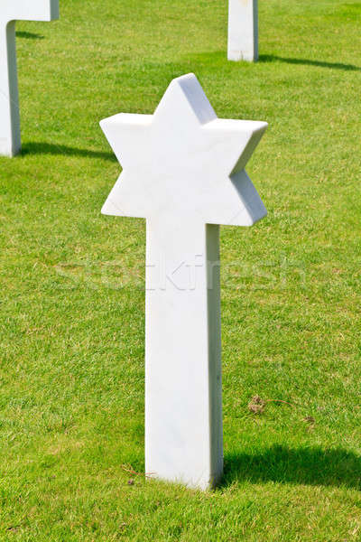 Stock photo: Marble Star of David of fallen Soldier at American War Cemetery 
