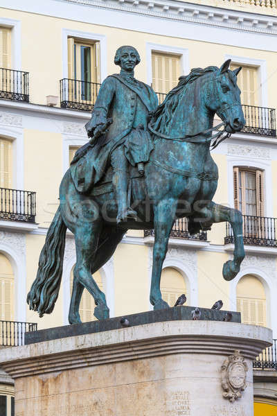 King Carlos III equestrian statue on Puerta del Sol, Madrid, Spa Stock photo © Bertl123