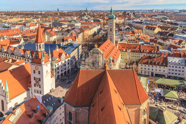 Stock photo: Munich Panorama with old city hall, Holy Spirit Church and Viktu
