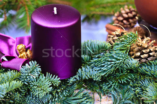 Foto stock: Vela · Navidad · advenimiento · corona · detalle · vista