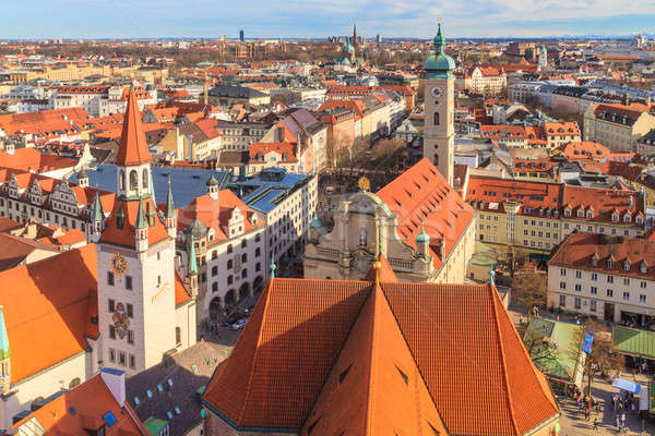 Munich Panorama with old city hall, Holy Spirit Church and Viktu Stock photo © Bertl123