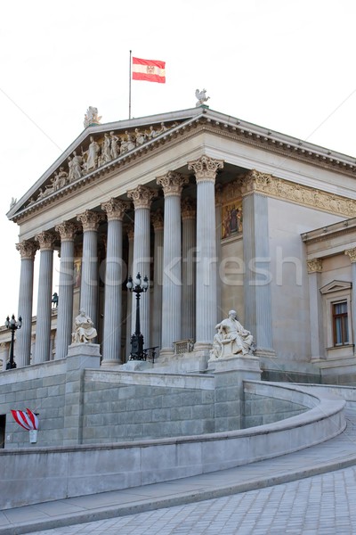 Stock foto: Seitenansicht · Parlament · Wien · Himmel · Wasser · Haus