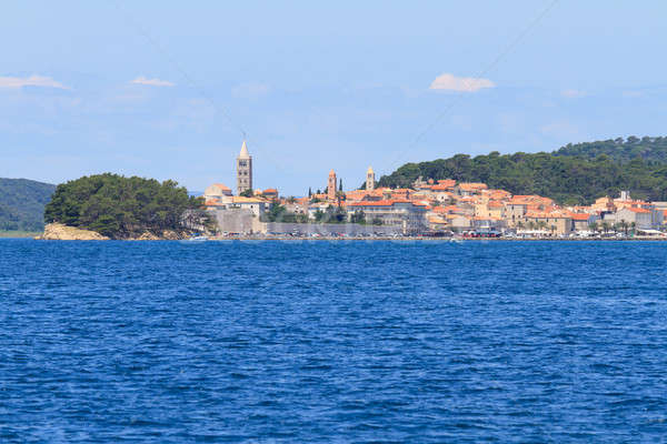 Wyspa widoku miasta Chorwacja niebo ściany Zdjęcia stock © Bertl123