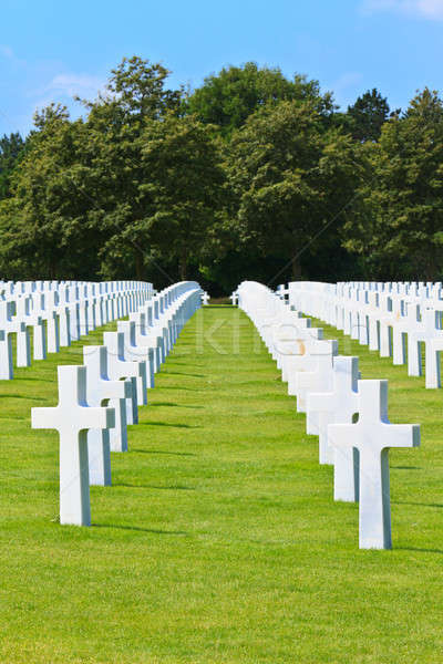 Amerikai háború temető tengerpart Normandia fű Stock fotó © Bertl123