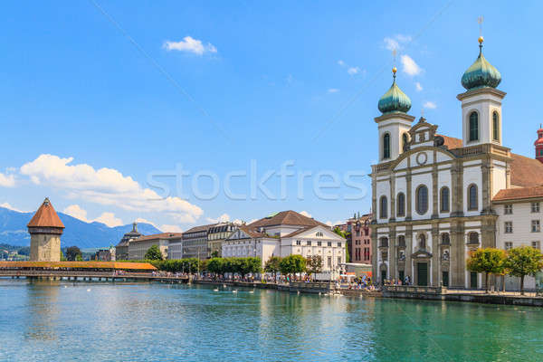 Rzeki kościoła Szwajcaria wody budynku Zdjęcia stock © Bertl123