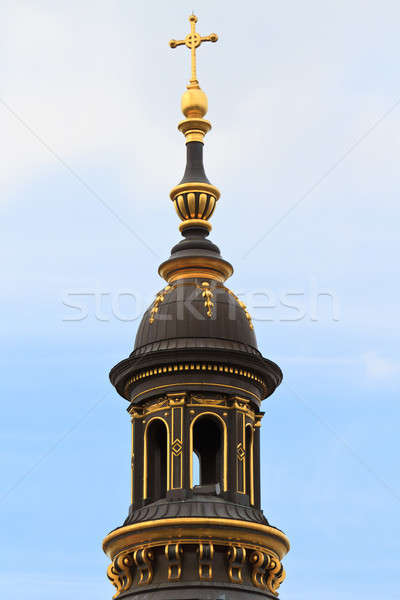 Stock photo: Golden Cross on top of Church Dome