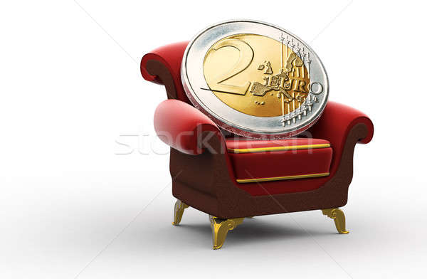 Münze Thron rot braun Stuhl golden Stock foto © bestmoose