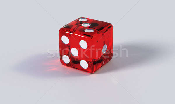 Red game die with refraction Stock photo © bestmoose