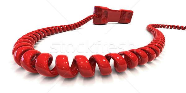 Kırmızı telefon hattı telefon kordon yalıtılmış Stok fotoğraf © bestmoose