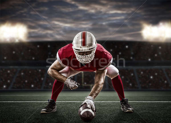 Voetballer Rood uniform lijn stadion sport Stockfoto © betochagas