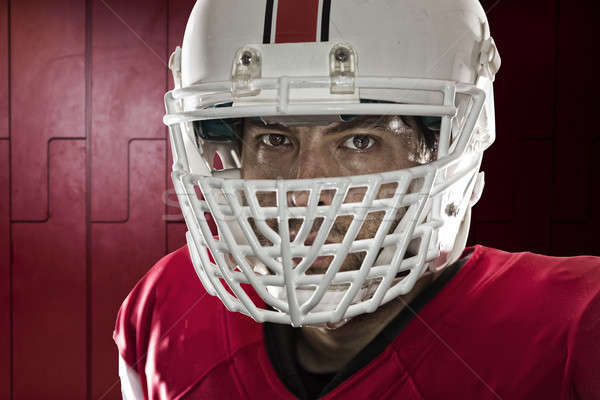 Voetballer ogen Rood uniform kastje Stockfoto © betochagas
