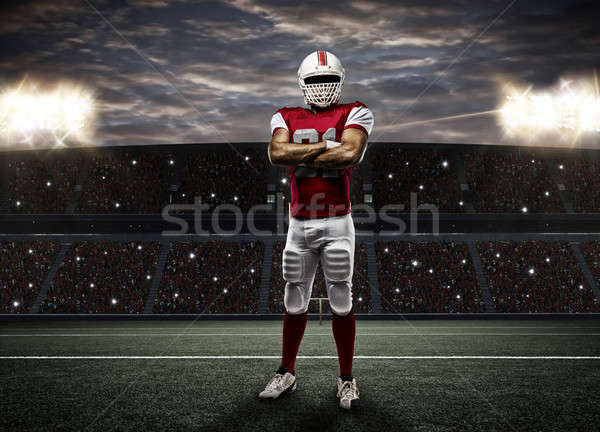 Czerwony uniform stadion sportu mężczyzn Zdjęcia stock © betochagas