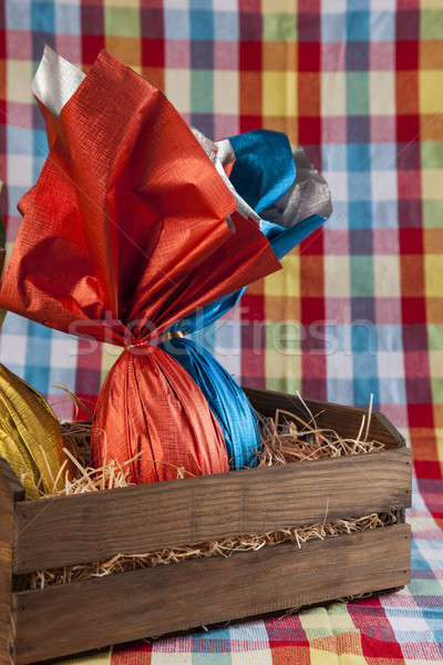 Panier d'oeufs oeufs lapin chocolat oeuf [[stock_photo]] © betochagas