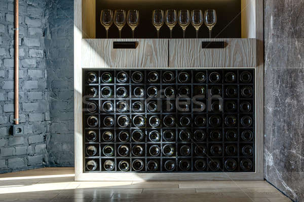 Special shelf for storing wine Stock photo © bezikus
