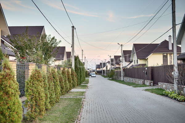 Street in modern cottage town Stock photo © bezikus