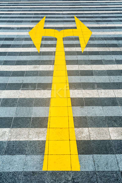 Yellow road marking on pave Stock photo © bezikus