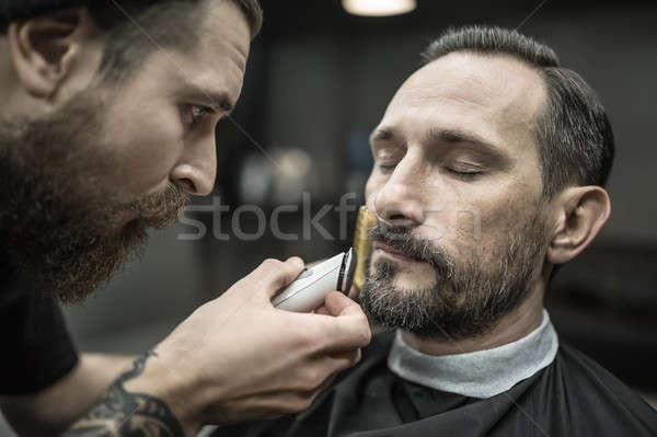 [[stock_photo]]: Barbe · talentueux · barbu · barbier · client · noir