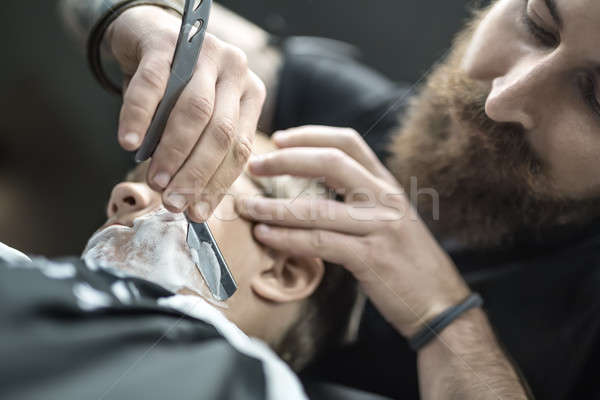 Funny shaving of little boy Stock photo © bezikus