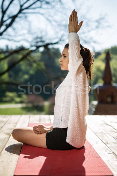 Lányok jóga képzés békés lány eljegyezve Stock fotó © bezikus