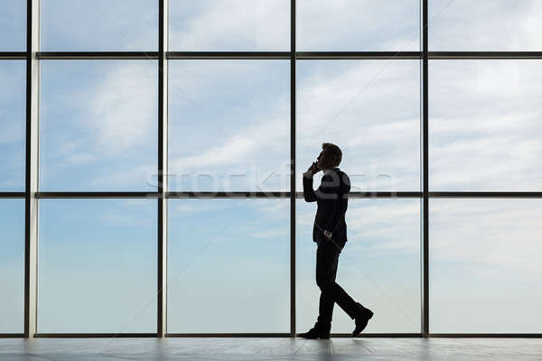 Stylish business man in the background of a large window  Stock photo © bezikus