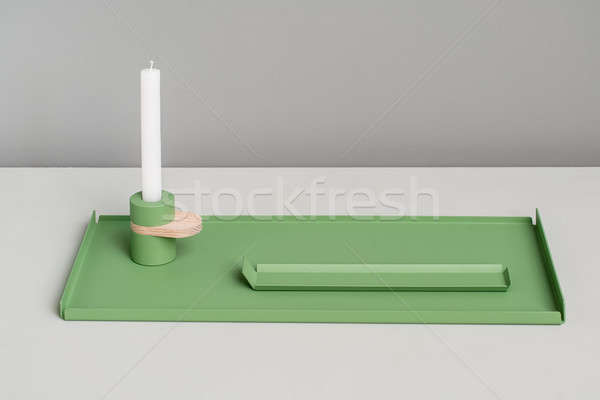 Metaal groene kandelaar metalen ondersteuning gekleurd Stockfoto © bezikus