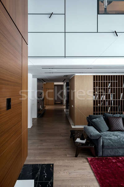 Belső modern stílusú előcsarnok fény falak vörös szőnyeg Stock fotó © bezikus