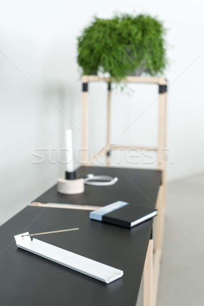 Wooden construct with black tabletops Stock photo © bezikus