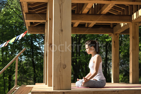 Meisjes yoga opleiding mooie meisje Stockfoto © bezikus