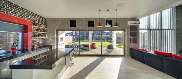 Stanza stile moderno interni cucina bar concrete Foto d'archivio © bezikus