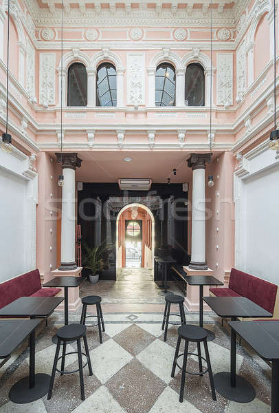 Foto stock: Restaurante · estuco · antiguos · blanco · rosa · paredes