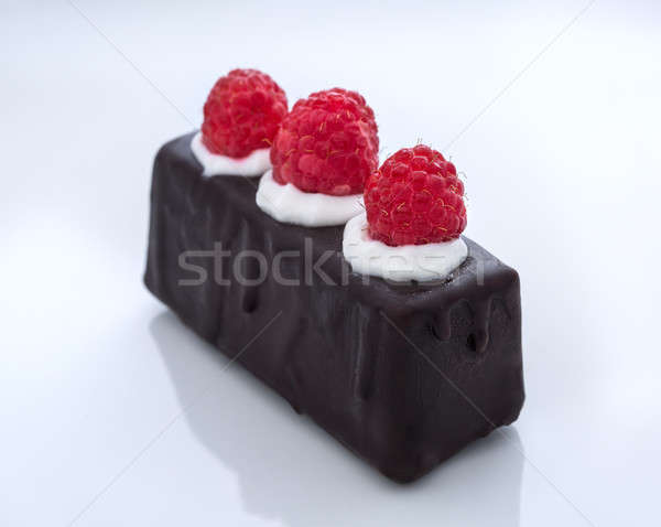chocolate glaze cake with raspberry Stock photo © bezikus