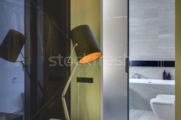 Belső modern stílusú terv izzó lámpa bejárat Stock fotó © bezikus