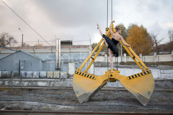 Ballerina merőkanál csodálatos fiatal pózol gép Stock fotó © bezikus