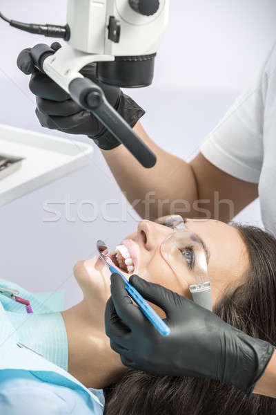 Diagnostic at dentist's office Stock photo © bezikus