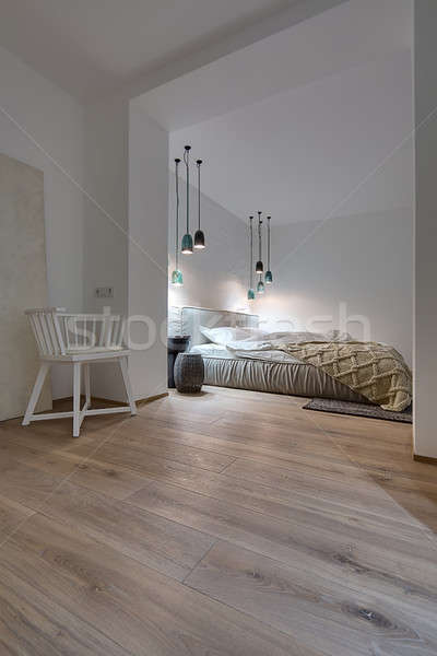 Schlafzimmer modernen Stil modernen weiß Wände Teppich Stock foto © bezikus