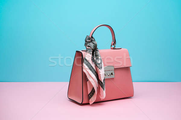 Weiblichen Leder Tasche nobel Korallen Seide Stock foto © bezikus