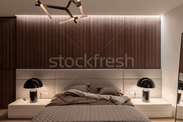 Foto stock: Elegante · moderno · quarto · estilo · moderno · branco