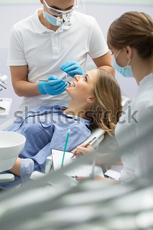 Paciente odontología nina boca azul Foto stock © bezikus