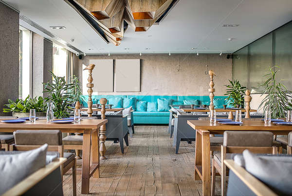 Restoran modern tarzda modern beton duvarlar zemin Stok fotoğraf © bezikus