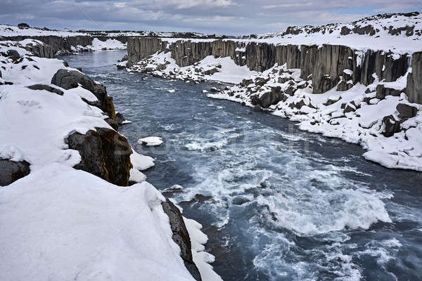 Icelandic landscape with canyon and river Stock photo © bezikus