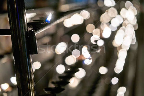 Foto stock: Óleo · velas · dentro · budista · templo · iluminação