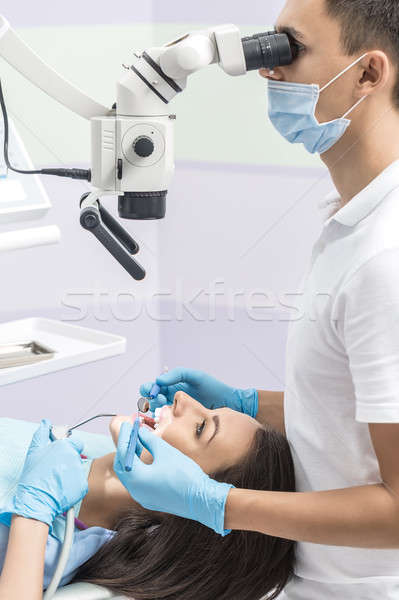 Patient at dentist's office Stock photo © bezikus