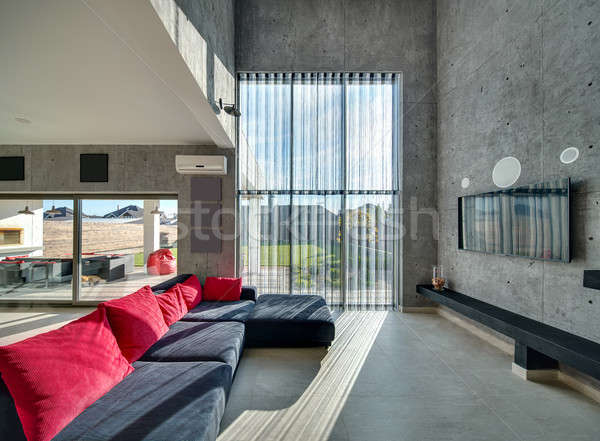 Stockfoto: Interieur · moderne · stijl · kamer · beton · muren · groot