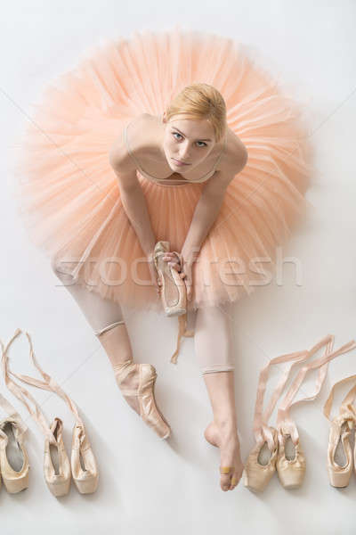 Blonde ballerina in studio Stock photo © bezikus
