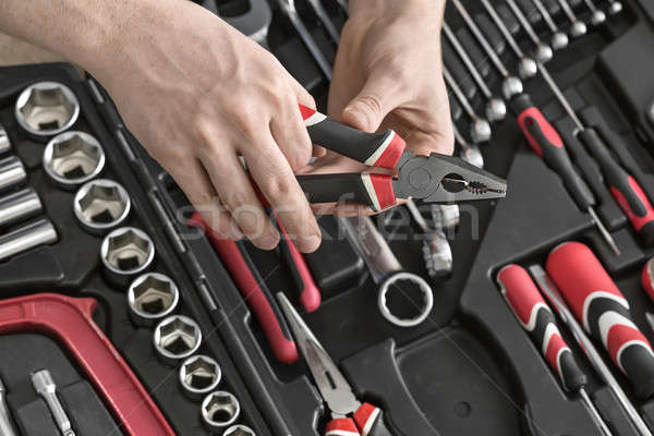 Open toolbox and male hands Stock photo © bezikus