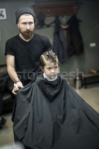 Pequeño nino brutal negro salón barbero Foto stock © bezikus